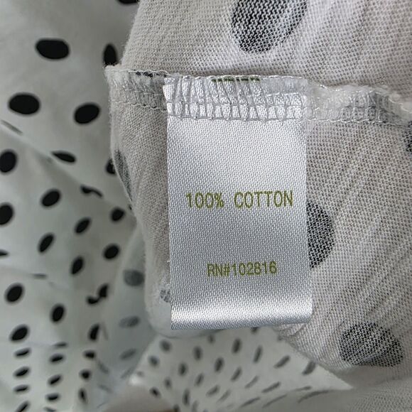 Garnet Hill Womens Polka Dot Size Large Petite Black and White Tee Shirt - Picture 4 of 6